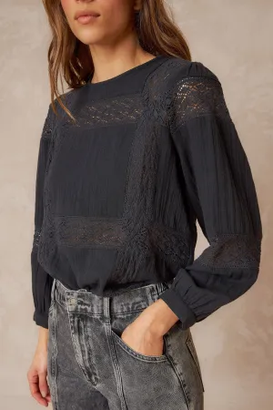 Lace Detail Blouse Black
