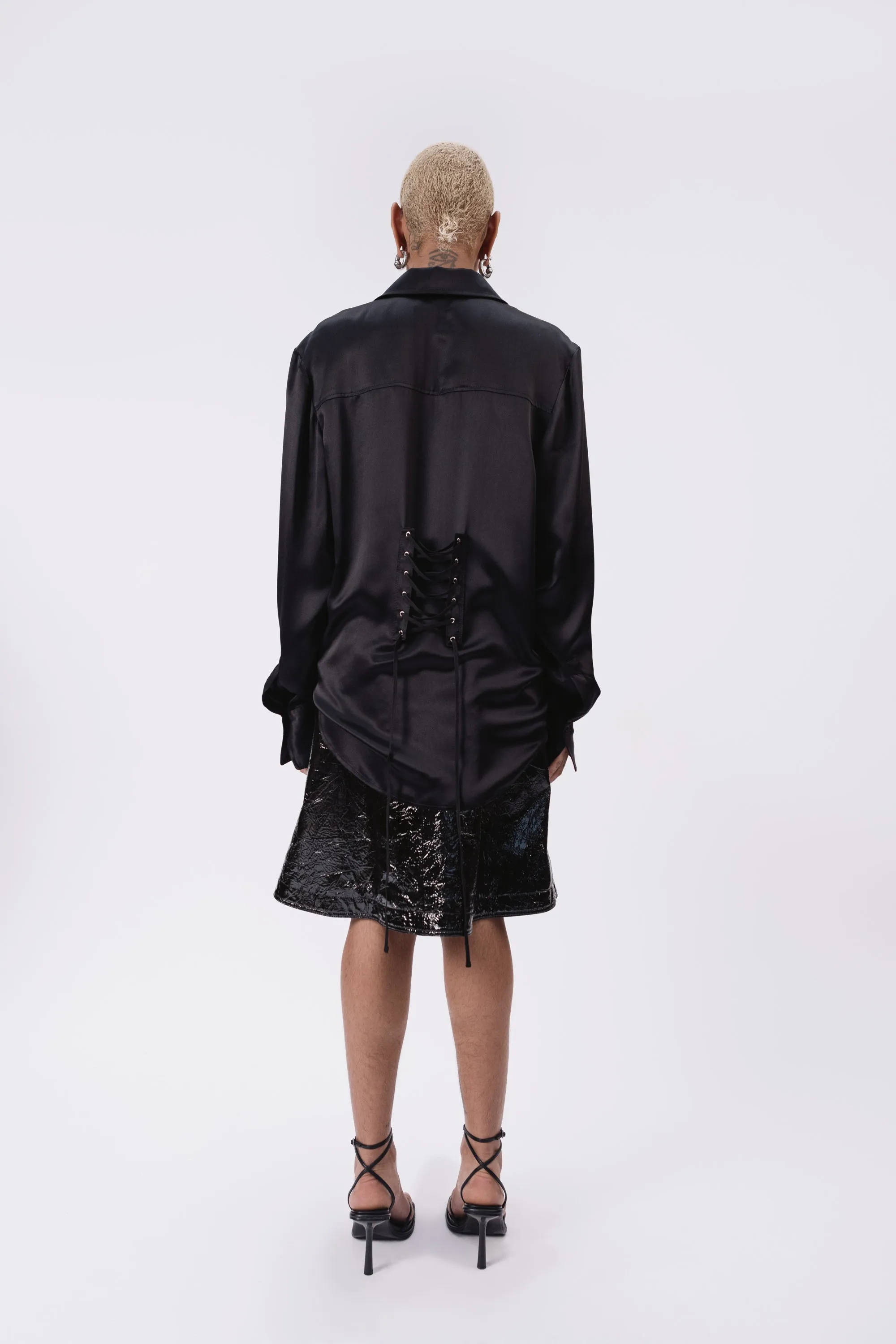 Lace Up Silk Shirt