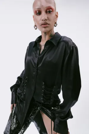 Lace Up Silk Shirt