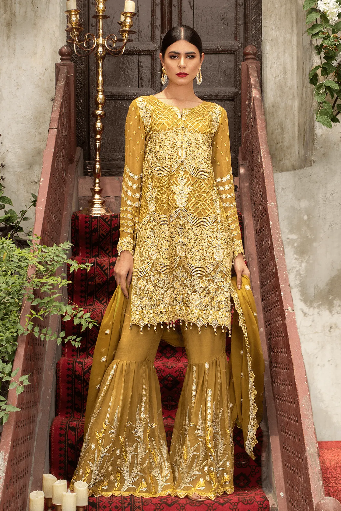 Ladies shirt designs Pakistani with gharara # P2717