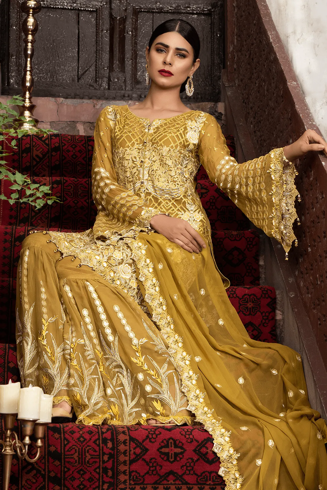 Ladies shirt designs Pakistani with gharara # P2717