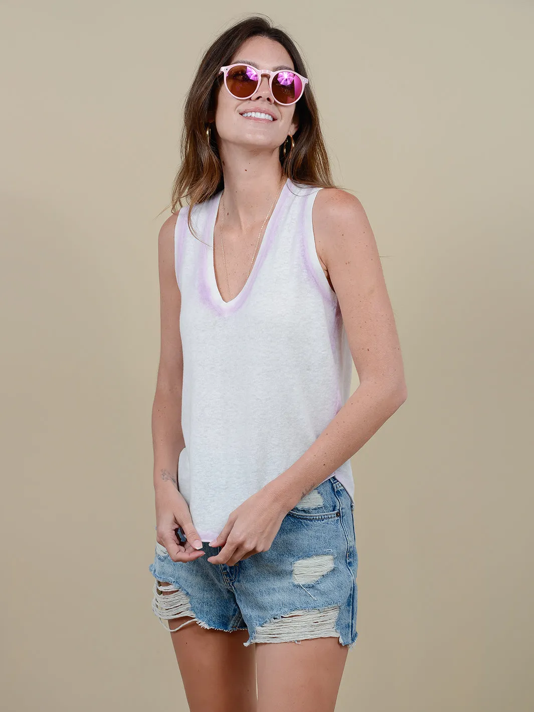 Leslie Women's Tank with Spray Painted Trim