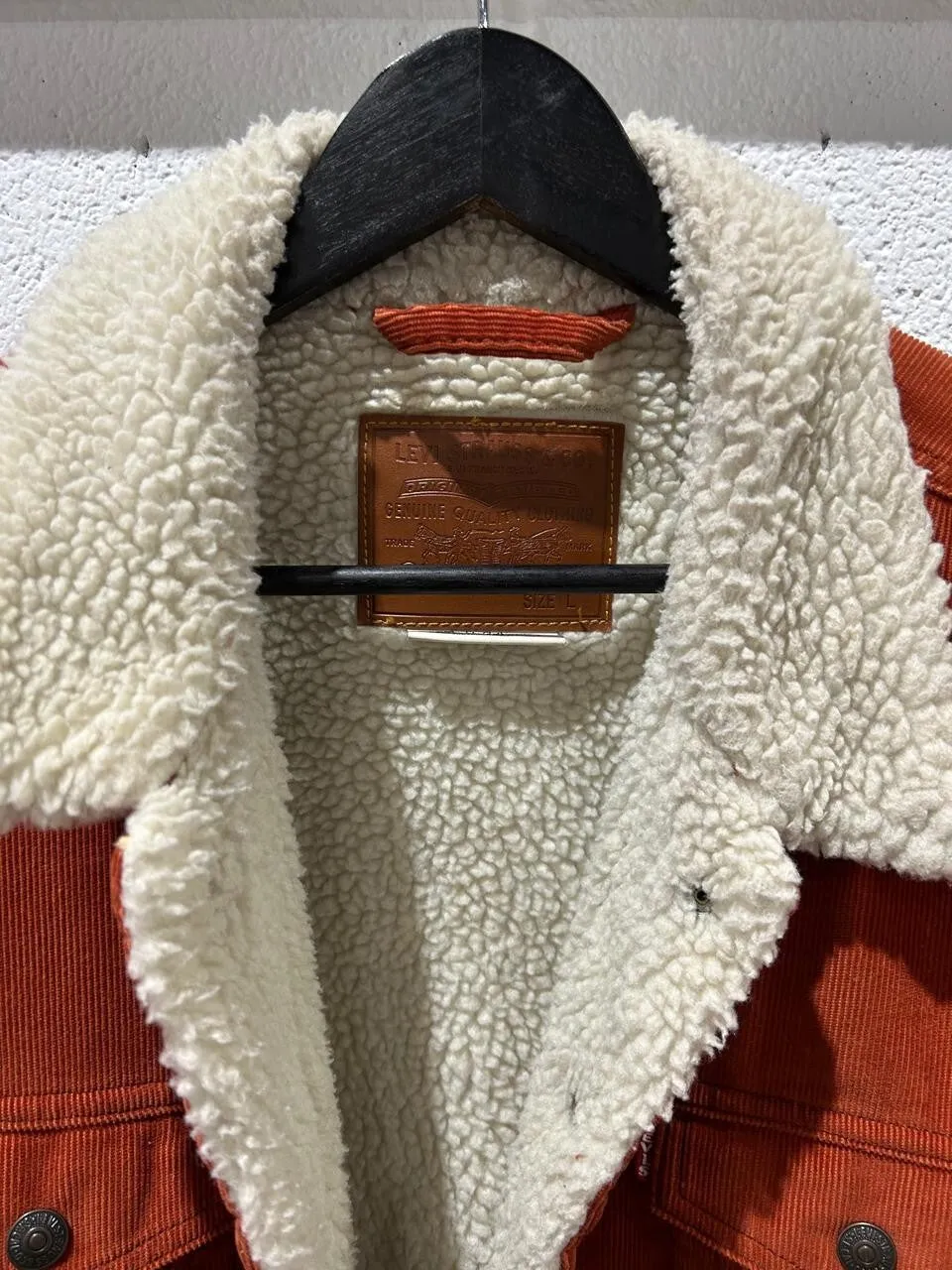 Levi's Corduroy Sherpa Trucker Jacket Picante-Red Size L