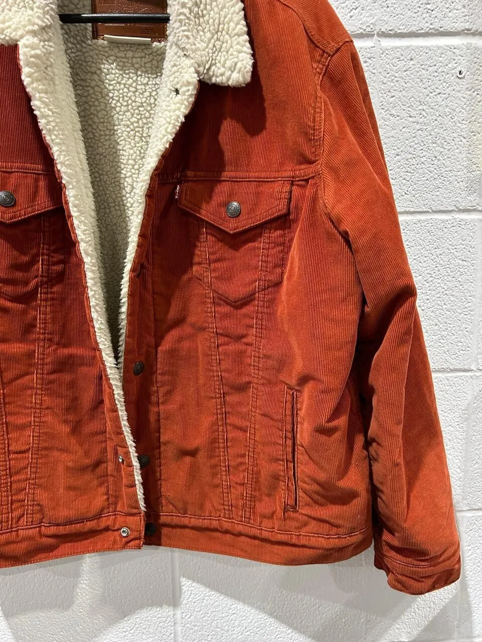 Levi's Corduroy Sherpa Trucker Jacket Picante-Red Size L