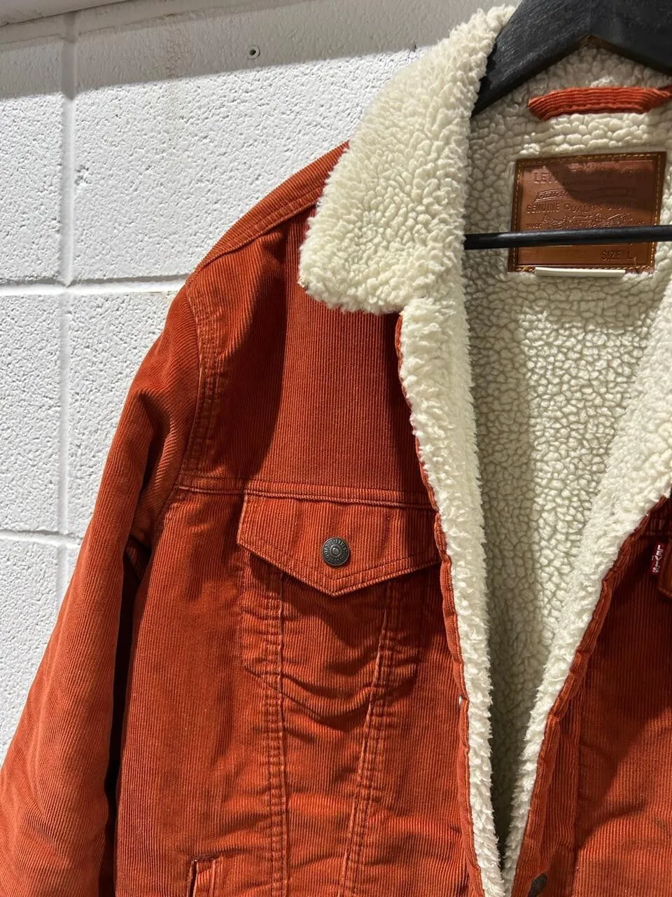 Levi's Corduroy Sherpa Trucker Jacket Picante-Red Size L