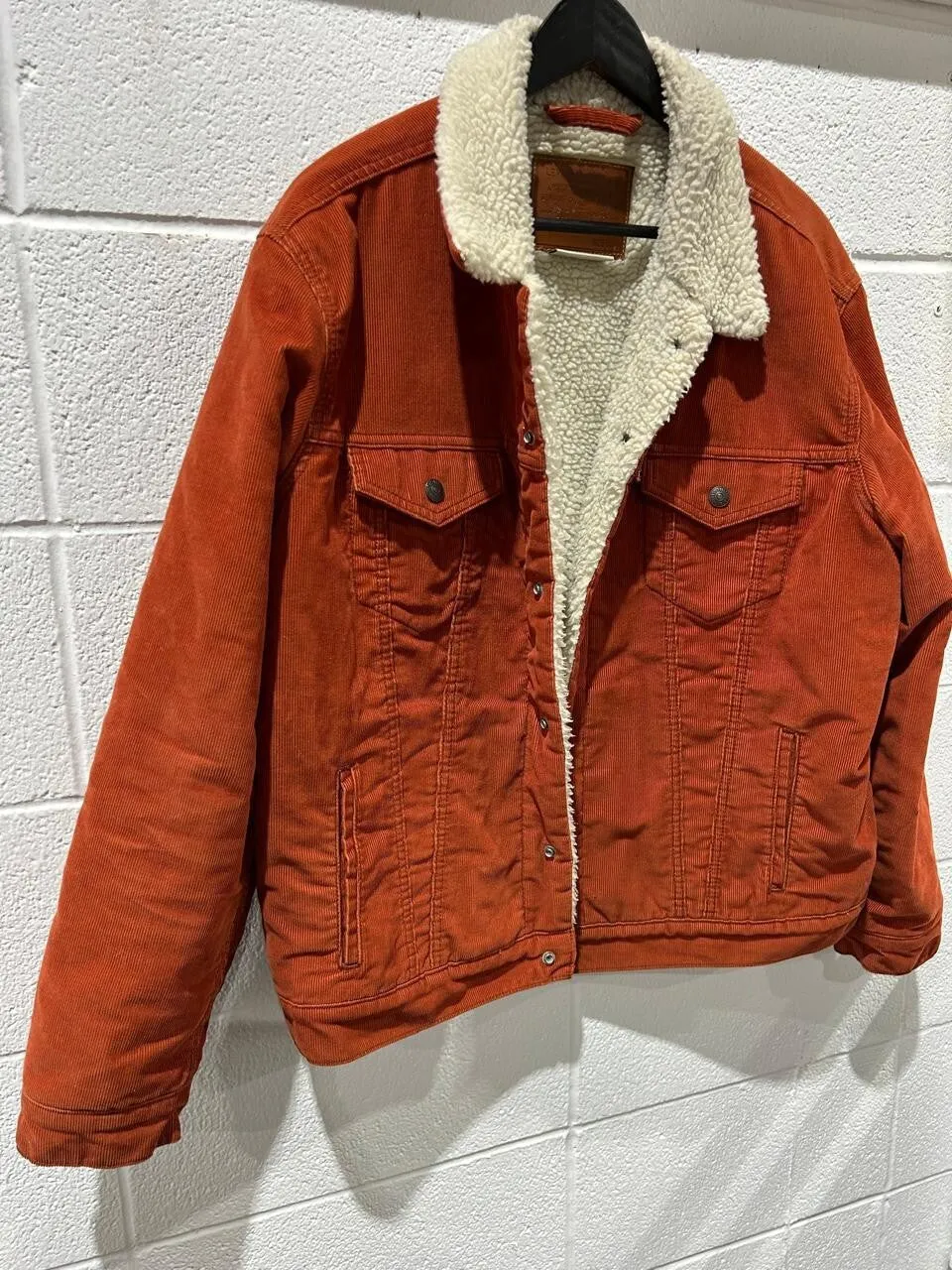 Levi's Corduroy Sherpa Trucker Jacket Picante-Red Size L