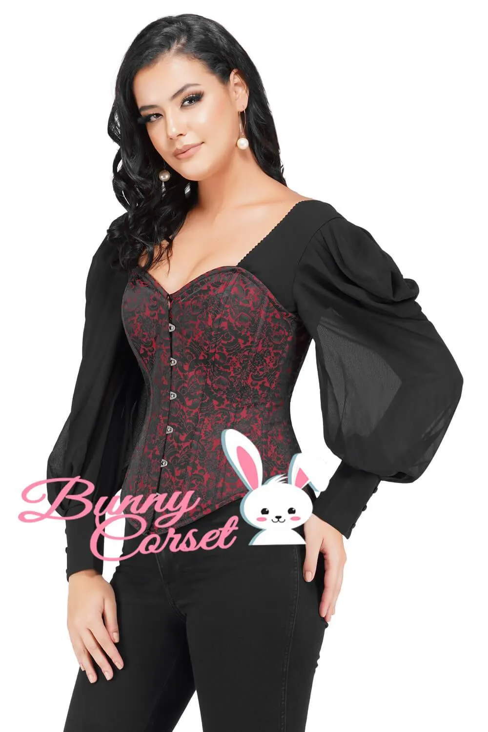 Lillian Brocade Corset With Sleeves