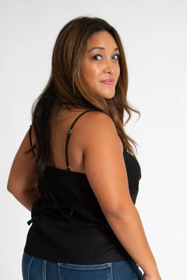 Linen Babydoll Tank (Black)