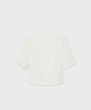Linen Back Pleat Top - White