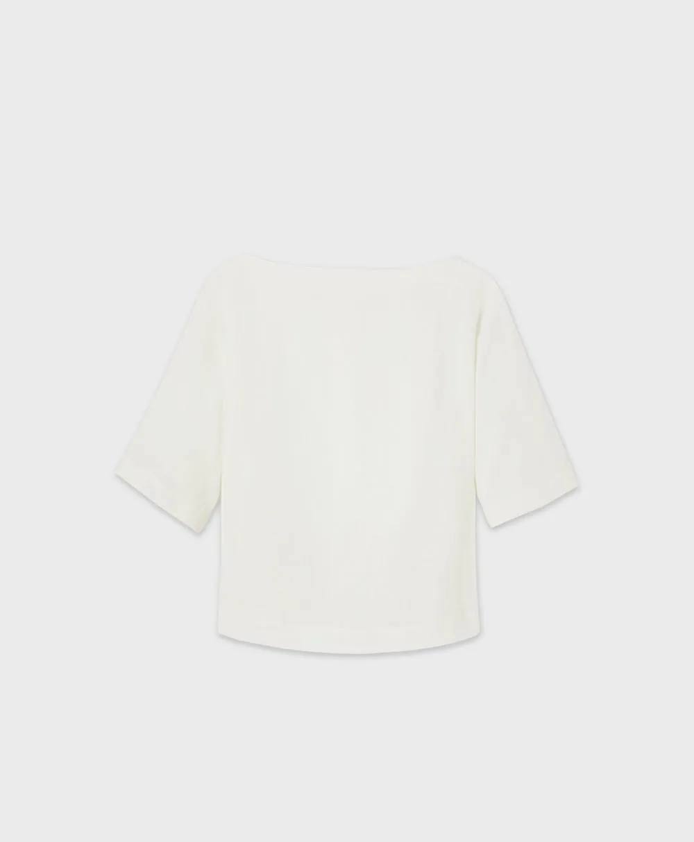 Linen Back Pleat Top - White