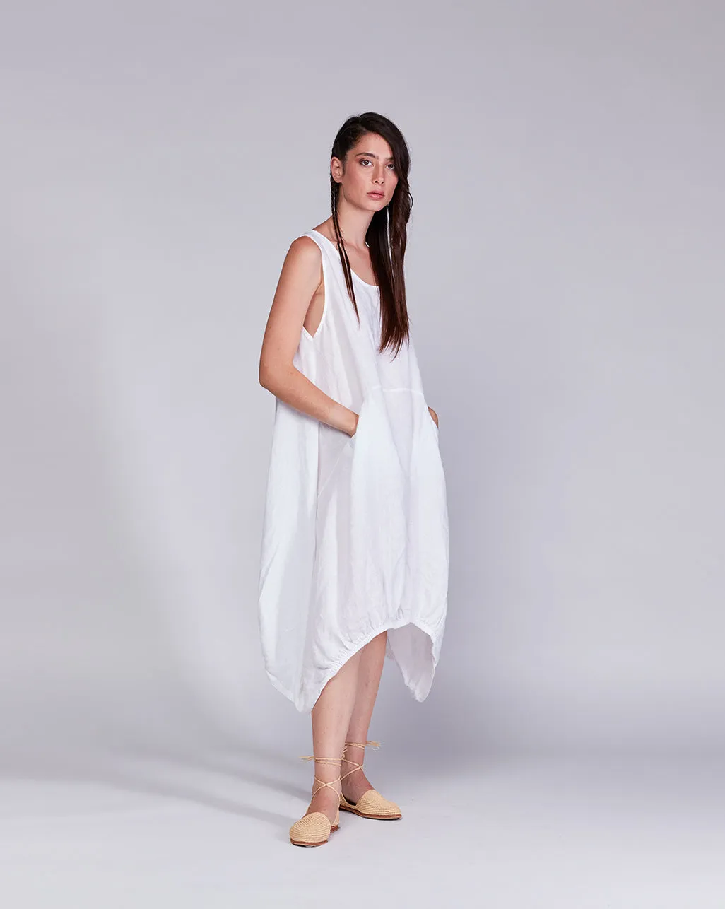 Linen Balloon Tank Dress