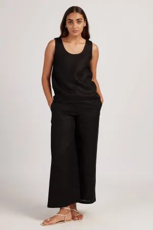 Linen Co-ord Set with Round Neck Tank and Wide Leg Pants
