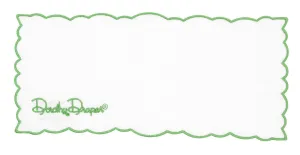 Linen Cocktail Napkin ~ Embroidered Dorothy Draper Green