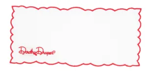 Linen Cocktail Napkin~ Embroidered Dorothy Draper Red