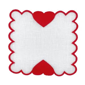 Linen Cocktail napkin (Set of Four) Hearts
