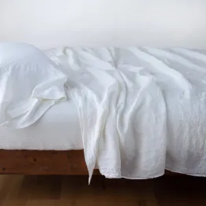 Linen Flat Sheet - White - King