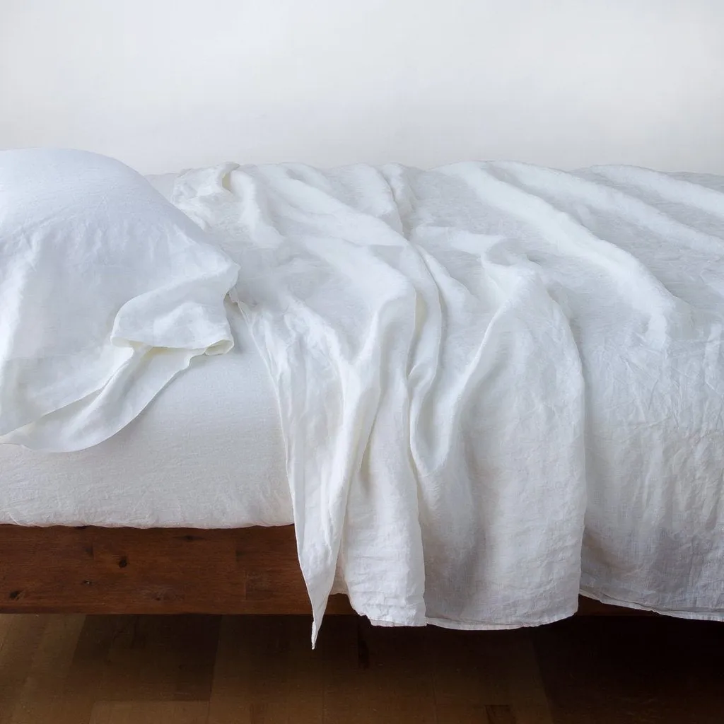 Linen Flat Sheet - White - King