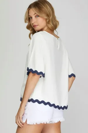 Linen NAVY Top