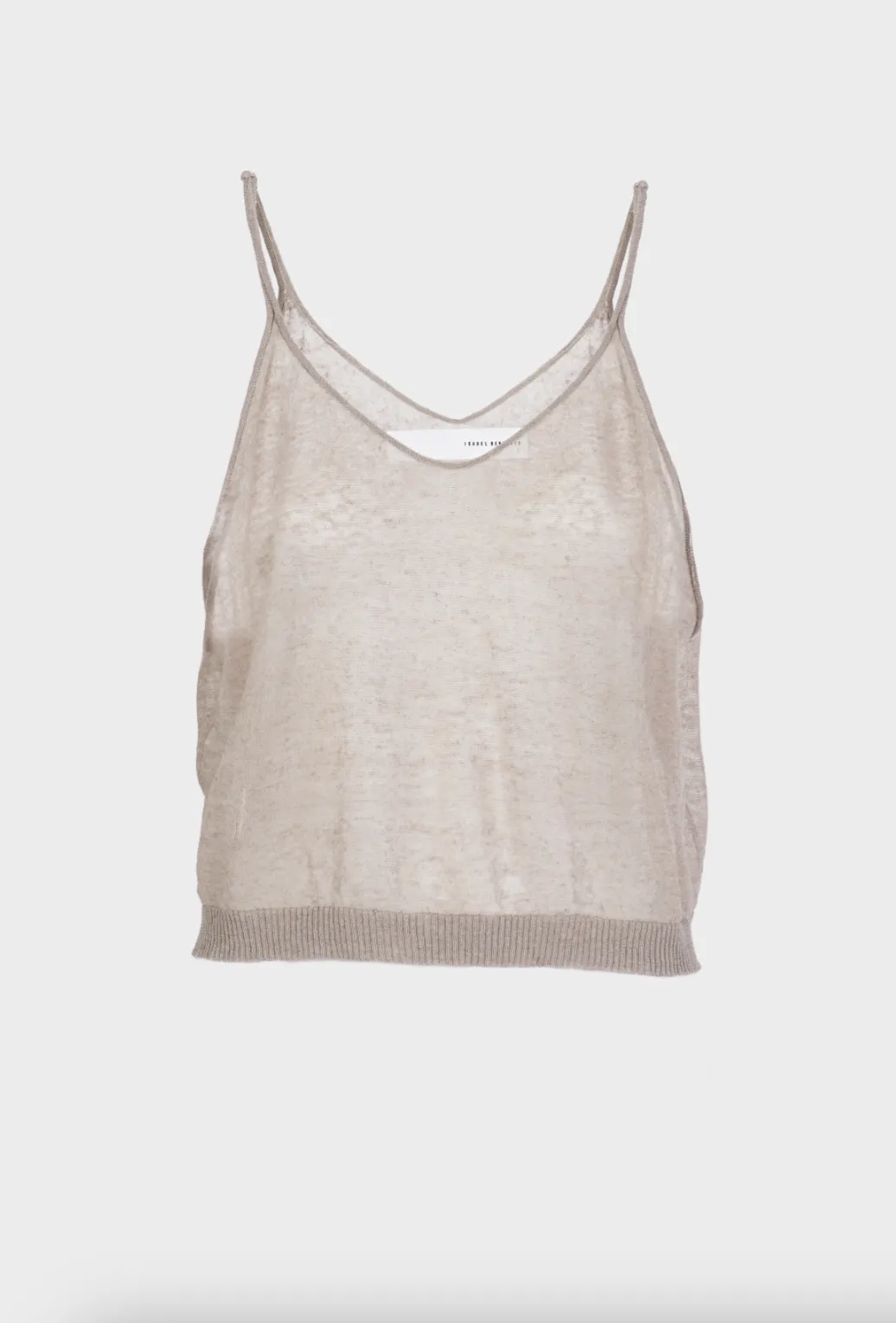Linen Short Top Thin Straps - Sand