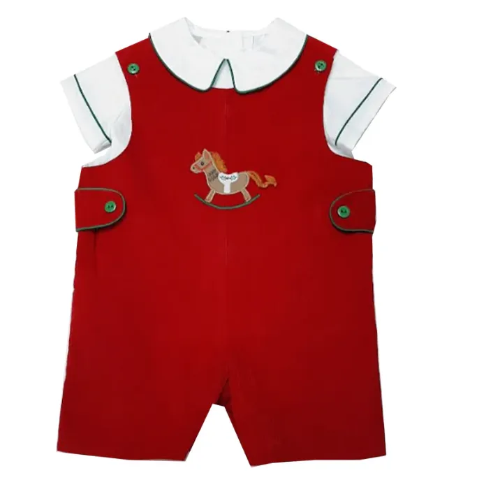Little Threads Smocked Corduroy Tie-Back Christmas Dress