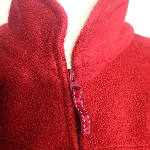 L.L.BEAN maroon full-length full-zip fleece cabincore bathrobe.