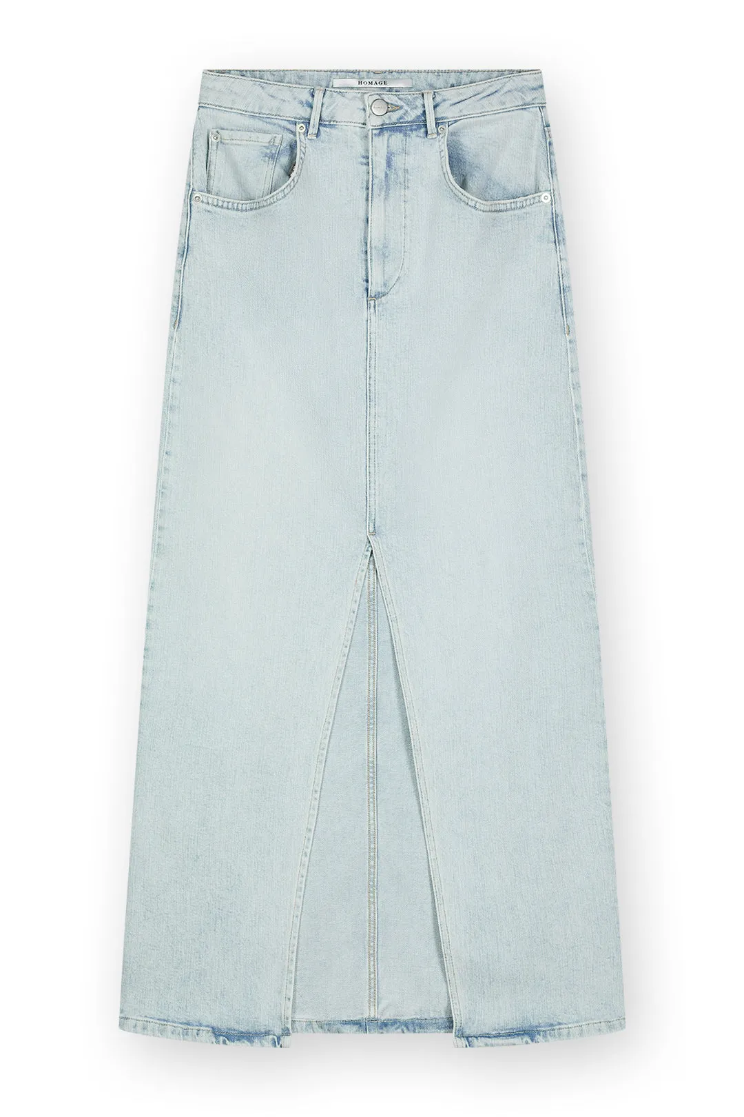 Long Denim Skirt With Slit
