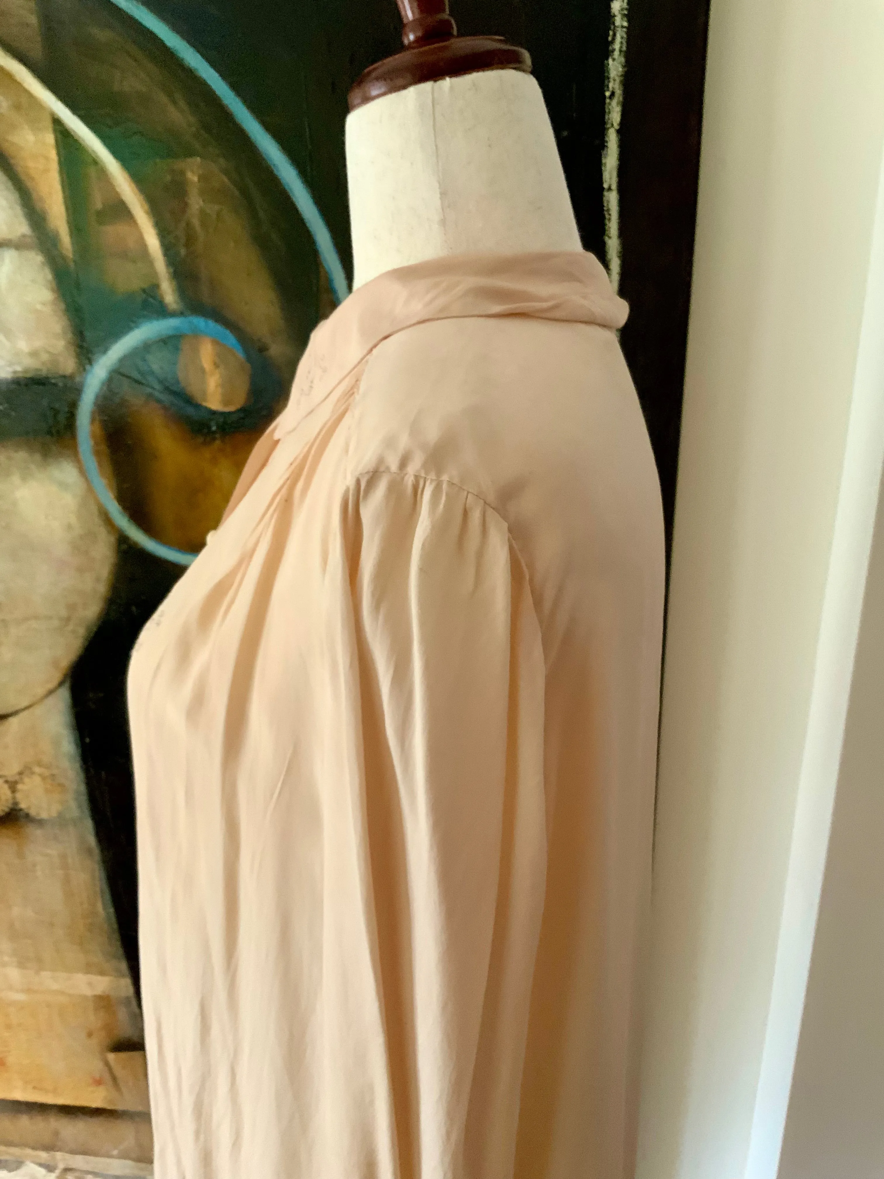 Long Sleeve Silk Nightgown Embroidered - 20s - 20X