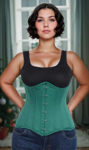 Long Underbust Green Taffeta Corset