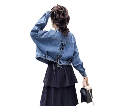 Loose Slim Looking Spring and Autumn Short Large-Size Denim Jacket
