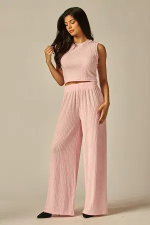 Love Poem Crinkle Textured Wide Leg Pants