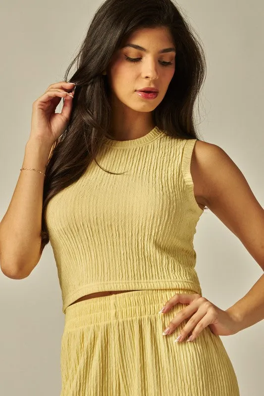 Love Poem Crinkle Textured Wide Leg Pants