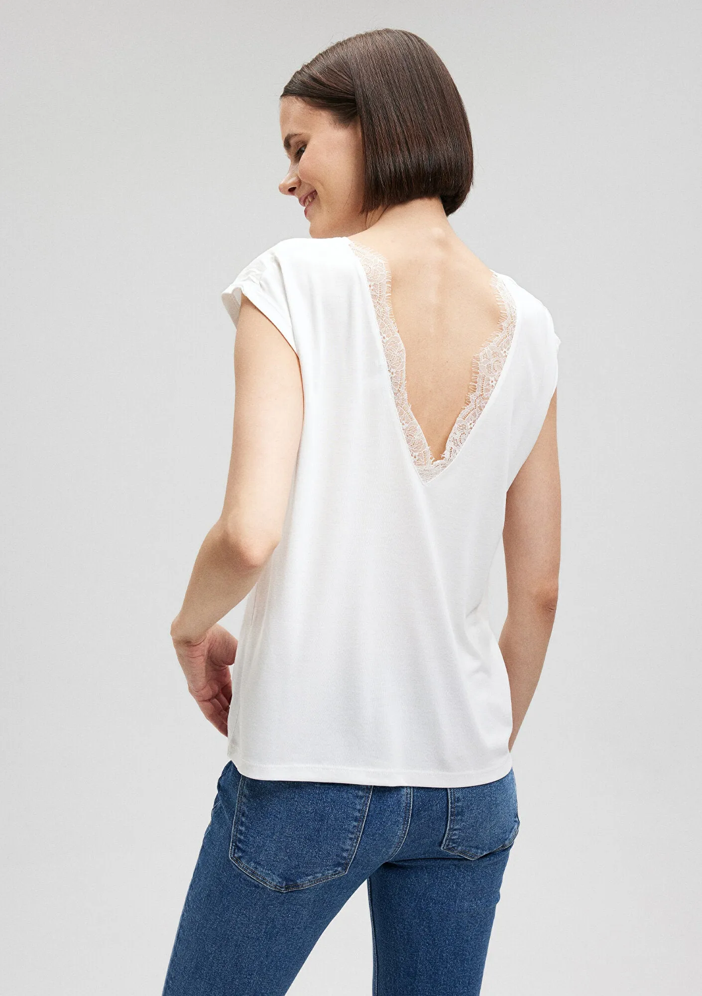 Lux Touch Lace Detailed White T-Shirt