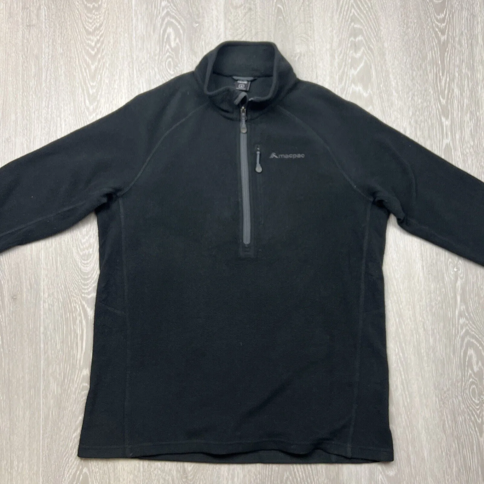 Macpac Mens Polartec Fleece 1/4 Zip Black Jumper Size Medium