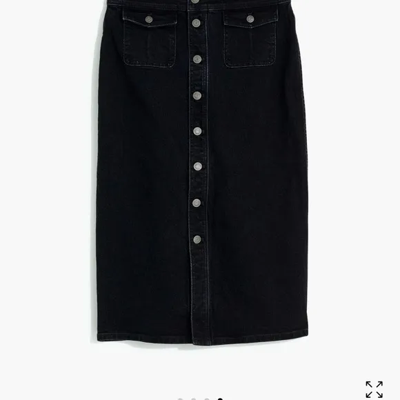 Madewell Black Denim Button-Down Skirt. NWT