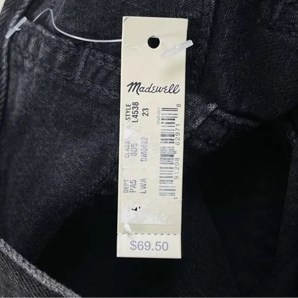 Madewell High Waist Button Front Rigid Denim A-Line Skirt Black L4538