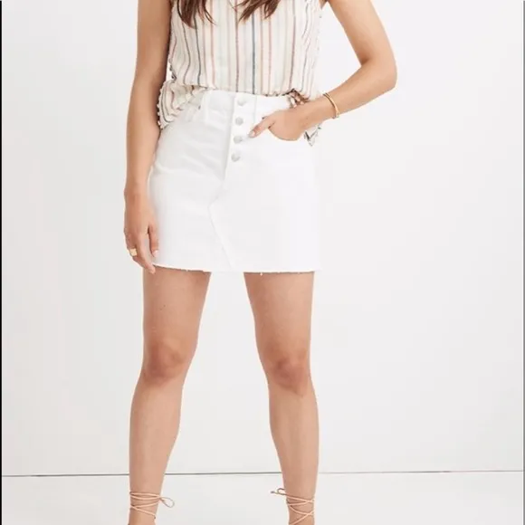 🆕Madewell Rigid Denim A-Line Mini Skirt White SHIPS SAME DAY📦‼️
