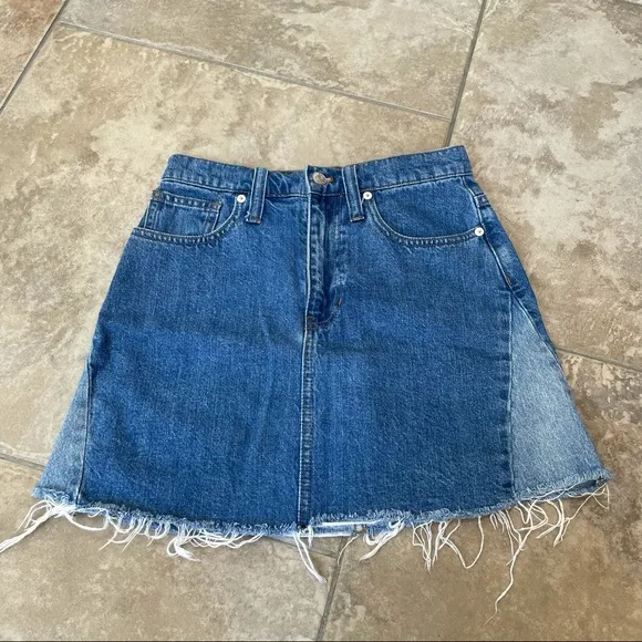 Madewell Rigid Denim A-Line Pieced Mini Skirt