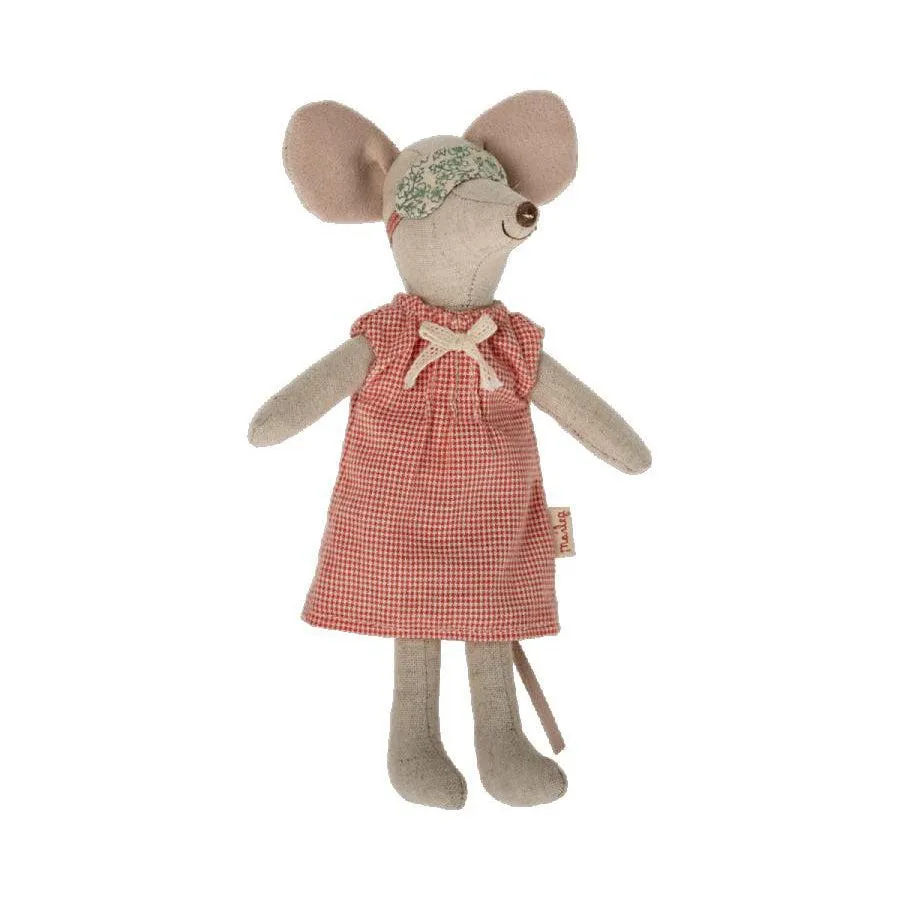 Maileg Clothes, Red Check Nightgown for Mum Mouse