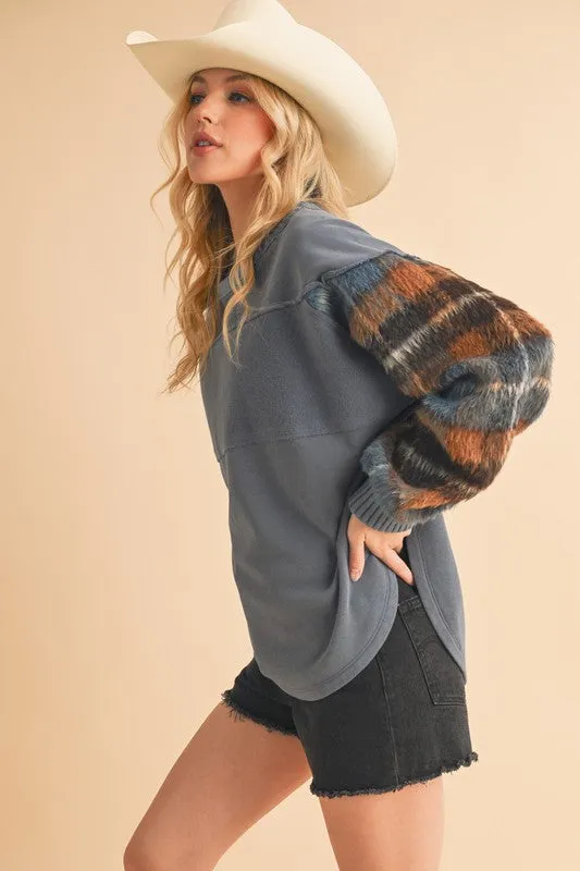 Malva Plaid Pullover Sweater