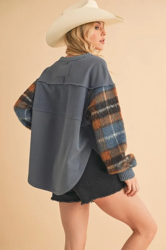 Malva Plaid Pullover Sweater