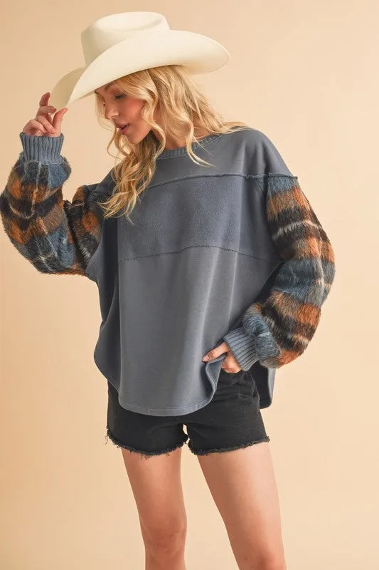 Malva Plaid Pullover Sweater