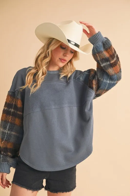 Malva Plaid Pullover Sweater
