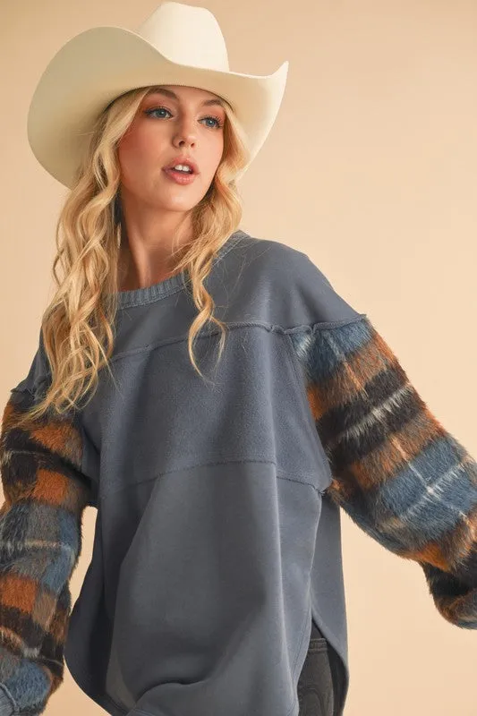 Malva Plaid Pullover Sweater