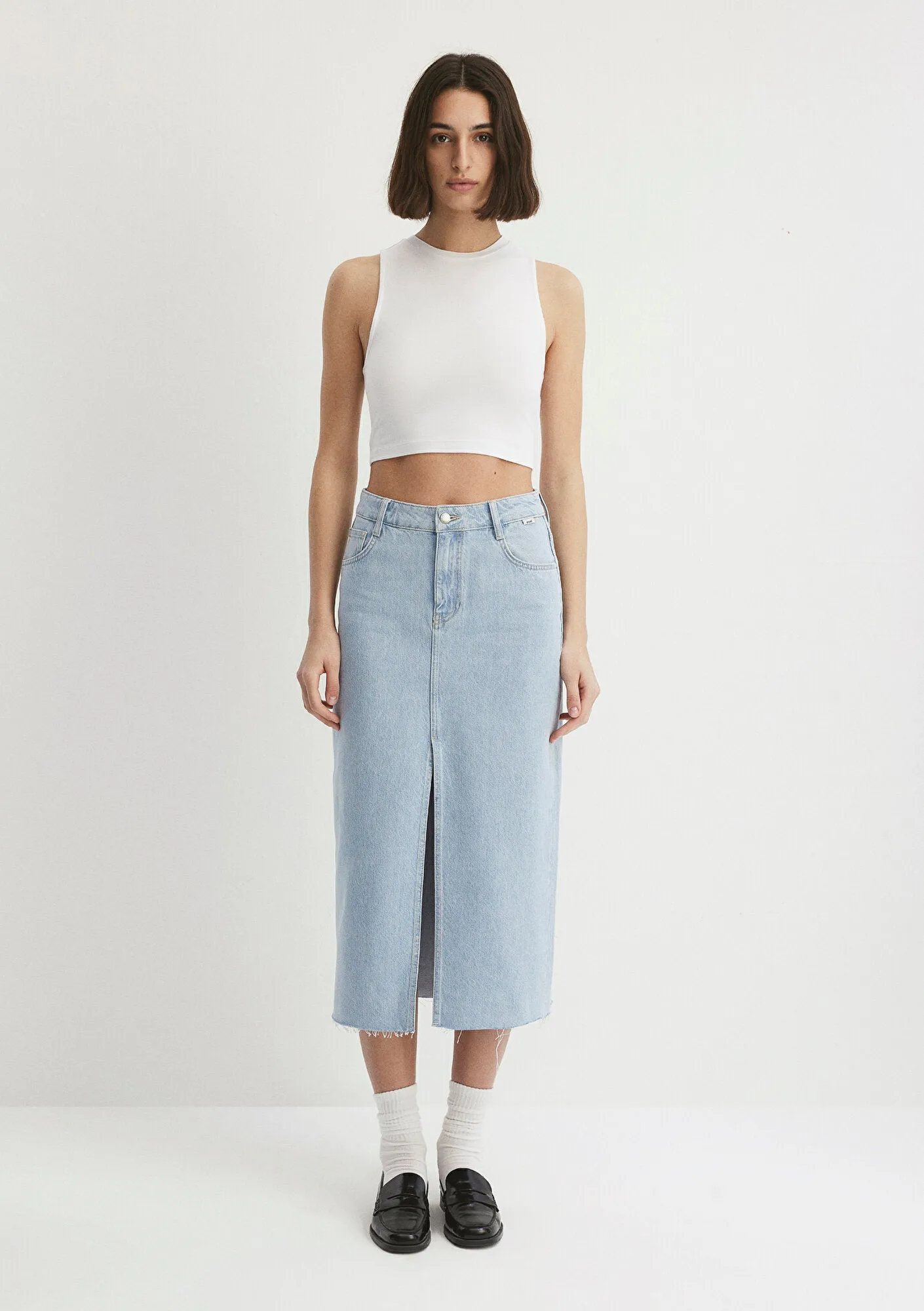 Marin Bleached Denim Jean Skirt