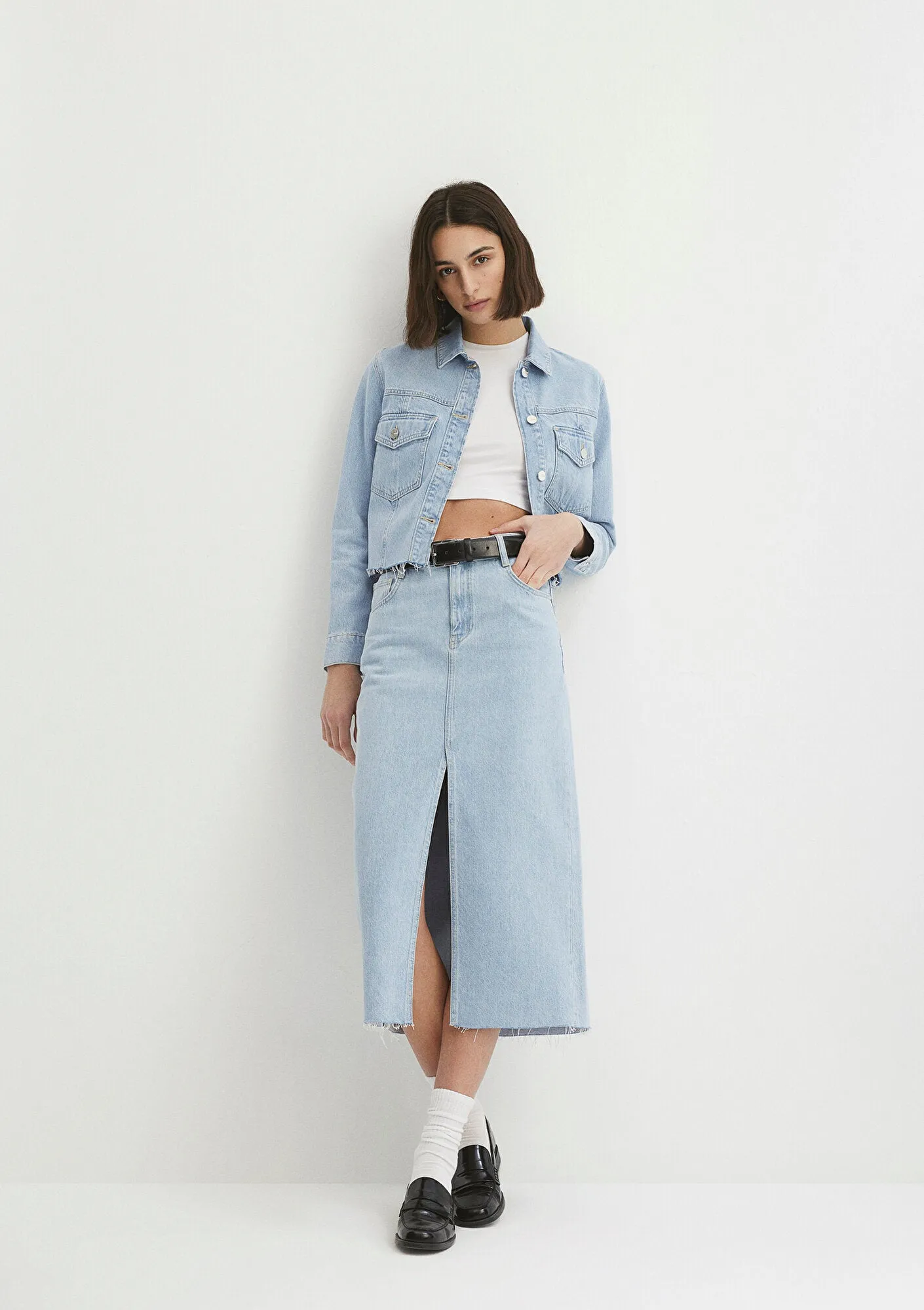 Marin Bleached Denim Jean Skirt