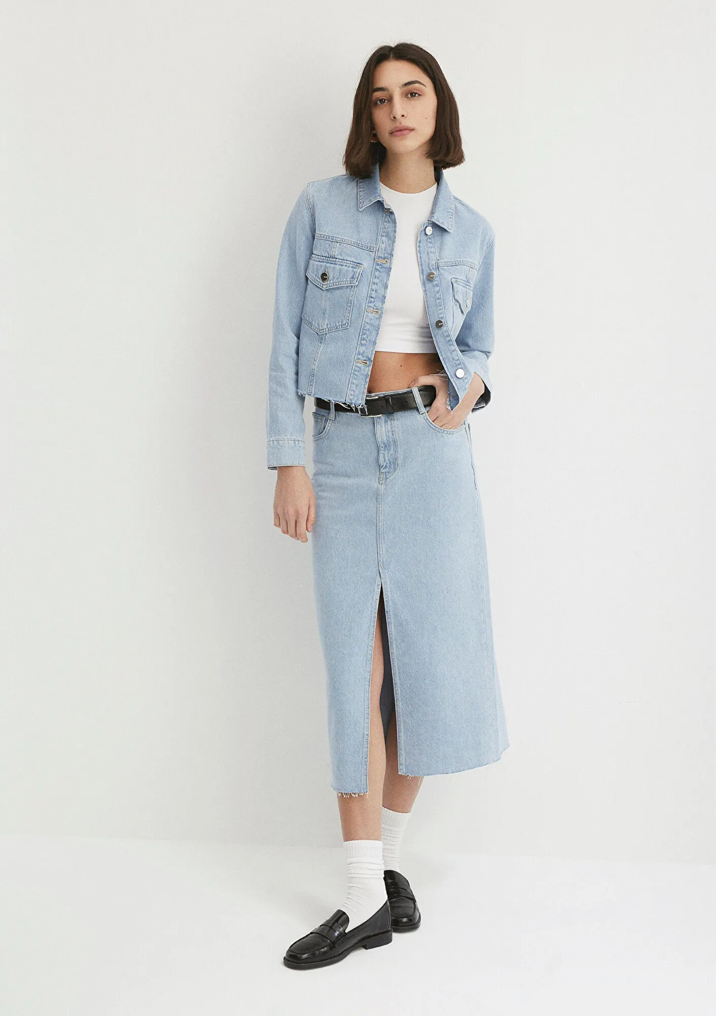Marin Bleached Denim Jean Skirt