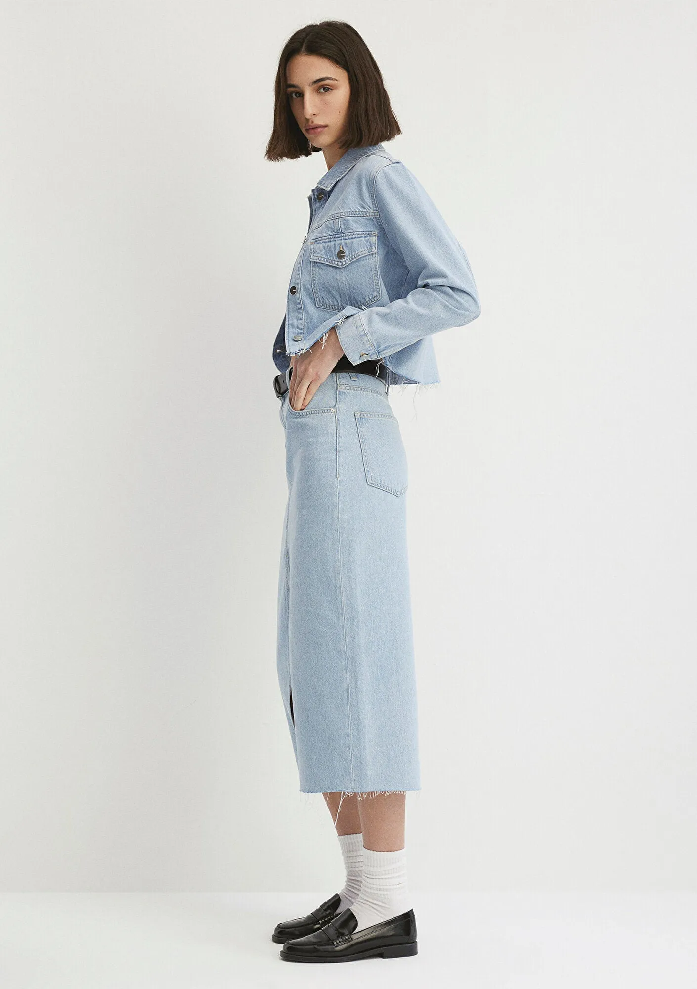 Marin Bleached Denim Jean Skirt