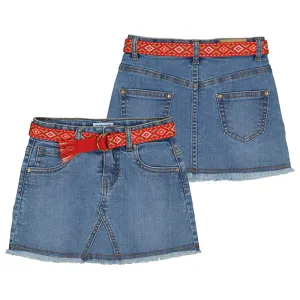 Mayoral Girls Denim Skirt with Belt - Medium Wash