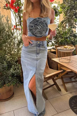 McEntire Maxi Skirt | Stone Blue