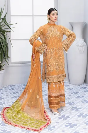 Mehndi Festive Chiffon Suit in Mustard Color #Y6155